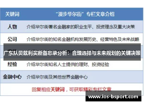 广东队贝兹利买断备忘录分析：合理选择与未来规划的关键决策